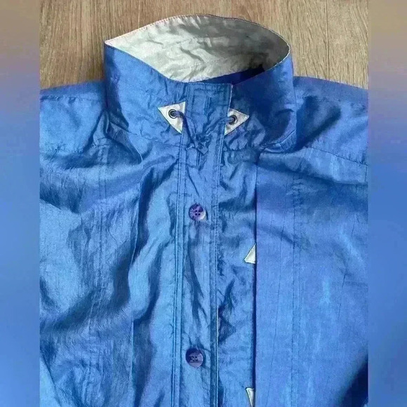 Vintage 90s Current Seen Womens Jacket Windbreaker Blue Button Up M (Runs Large) - Picture 6 of 13